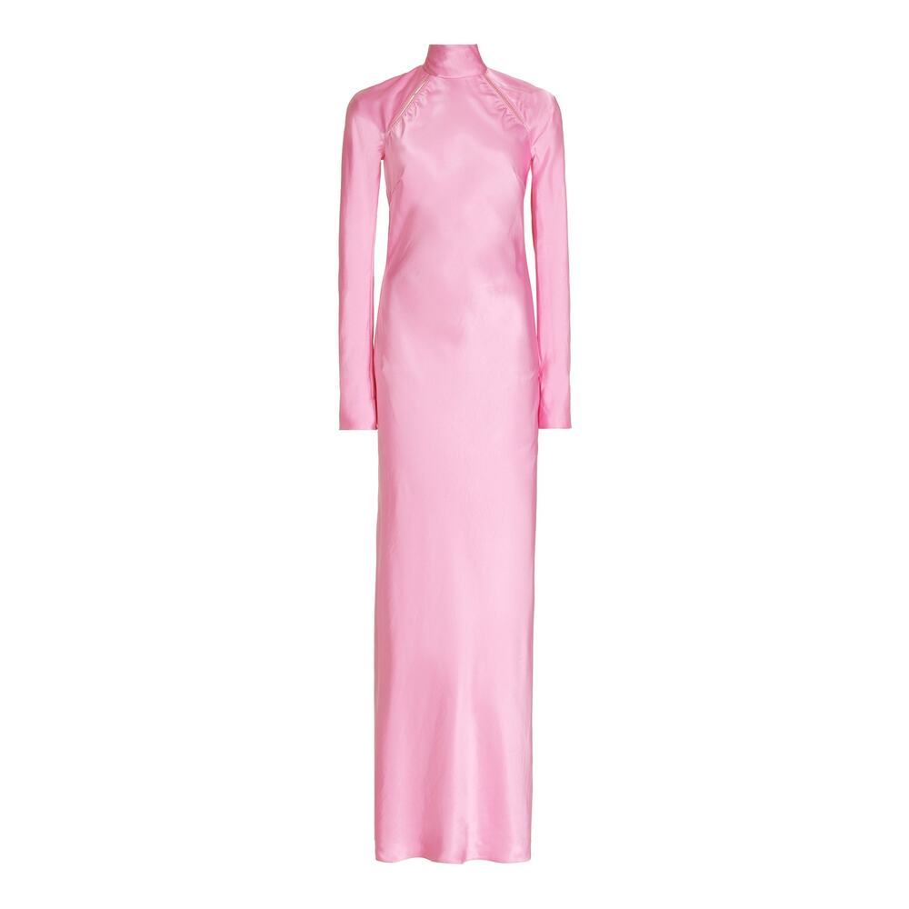 Anna October Audrey High-neck Satin Maxi Dress - XS - Pink